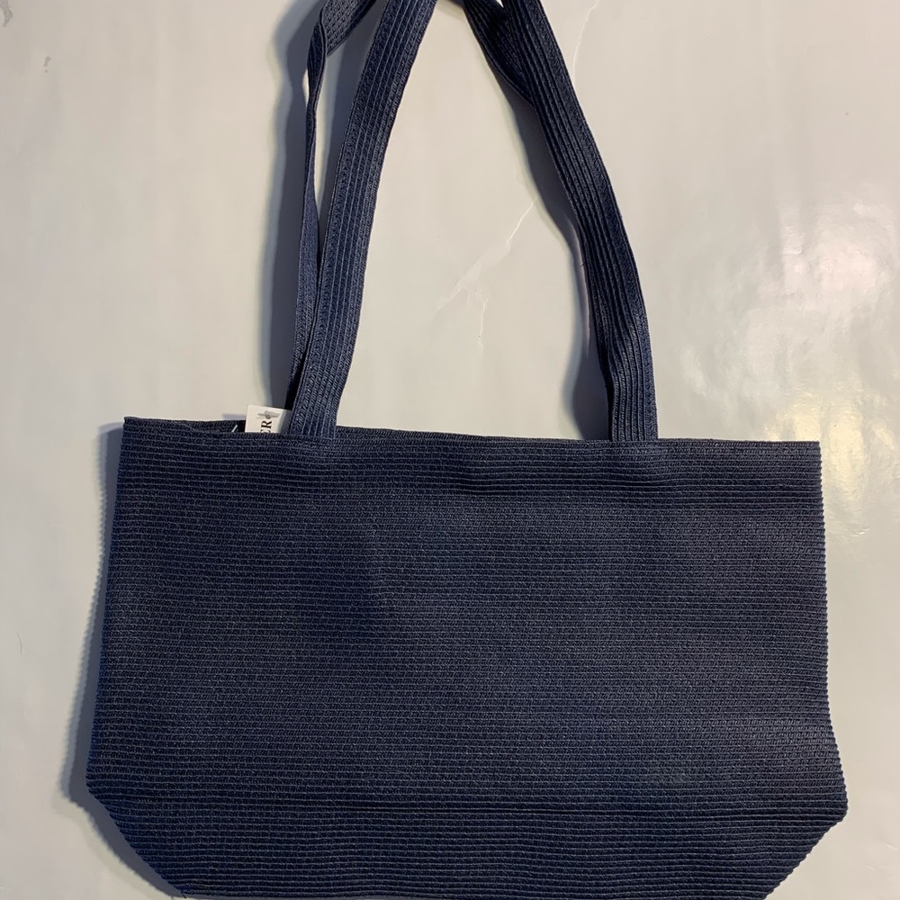 NWT Tote: Navy Blue Straw, Single-Snap Closure, Bijoux Terner